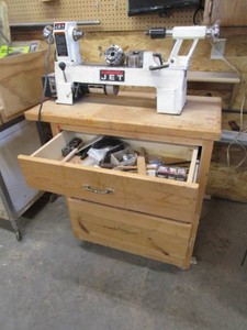 Small Jet Wood Lathe on CartCabinet wAccessories