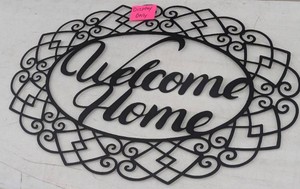Black Metal Welcome Home Sign - 35W x 24H