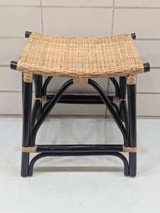 Rattan KoJo Stool - Black & Natural Colors - 18W x 18H x 17D