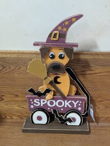 Chunky Wood Halloween Dog Decor - Lighted Hat