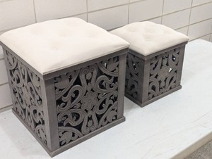 Charming 2 Piece Storage Stools - Nesting Storage Solution - 17 x 17 x 16 and 13 x 13 x 12