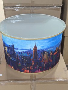 Round City Scape Lighted Coffee Table - 18H x 28 Round