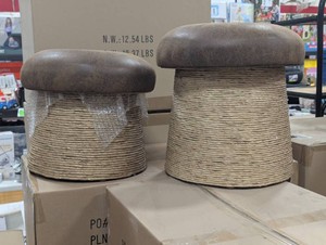 Pair of Mushroom Storage StoolsOttoman - 1 Large & 1 Medium