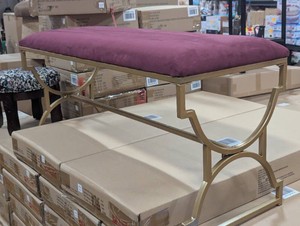Glam Geo Bench - Gold and Velvet - 21 H x 16 D x 39.5 W