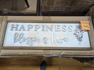Happiness Blossoms Here - 24.5 x 8.5 - Metal and Wood