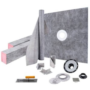 48 x 48 in. Waterproof Shower Pan Underlayment with 4 in. ABS Central Bonding Flange Polyethylene Shower Pan Liner
