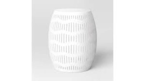 Metal Cutout Round Patio Accent Table White - Room Essentials Rust-Resistant
