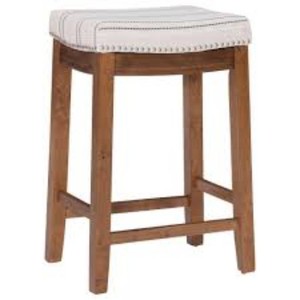 Linon Home Decor Claridge Bar Stool with Natural Cushion in Rich Brown