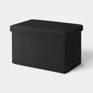 24 Collapsible Double Storage Ottoman Black