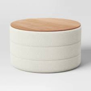 Tray Top Upholstered Storage Cocktail Boucle Ottoman CreamWhite - Threshold