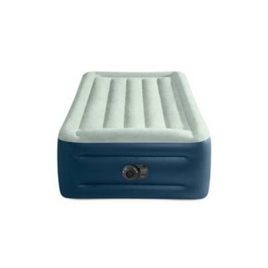 Intex Elevated 18 Pillow Rest Twin Air Mattress with Internal Pump - Off-WhiteBlue Includes Storage Bag, Repair Patch, Electric Pump