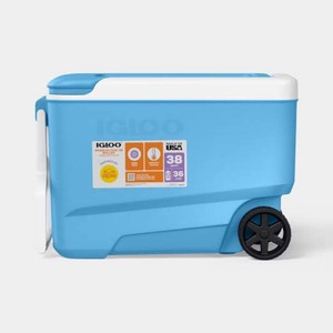 Sun Squad Wheelie 53 Cans38qt Rolling Cooler - Carolina Blue