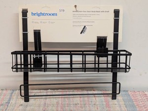 Brightroom Metal Over the Door Hook Rack with Shelf