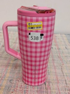 BruMate 30 fl oz Stainless Steel Era Flip Water Bottle - Pink Gingham ( Dent on botttom see photos)