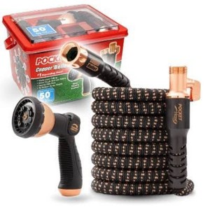 As Seen on TV 50 Pocket Hose Copper Bullet Thumb Spray Nozzle Black Expandable Hose