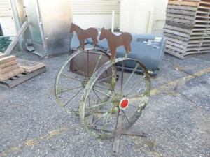 2 Vintage Wagon Wheels with Horses