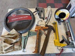 Steering Wheel Cover, 25ft. Drum Auger, Tools & More