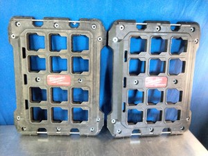 Two Milwaukee PACKOUT Wall and Floor Mounting Plates