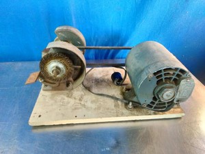 Vintage DIY belt-driven bench grinder and wire wheel setup
