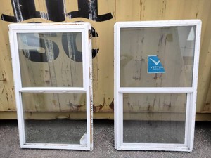 Two Vector white vinyl single-hung windows 35.5 x 59.5