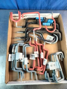 Collection of vinyl-coated steel garage and utility storage hooks,