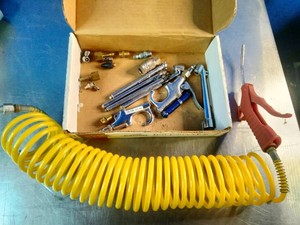 Air compressor accessory and recoil hose kit