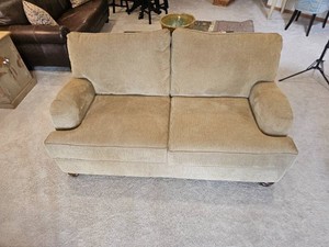 Neutral Upholstered Two Cushion Loveseat