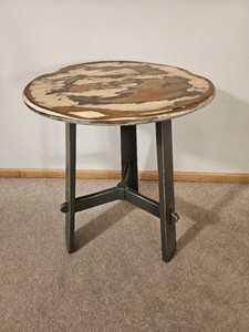 Distressed Round Accent Table with Tripod Base