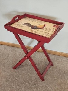 French Country Rooster Removable Tray Top Folding Table