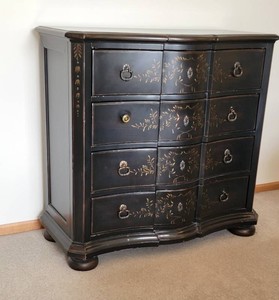 Black Stenciled 4 Drawer Dresser