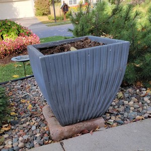 Ribbed Gray Resin Planter