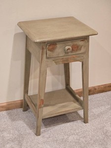 Sage Green Painted Accent Table with Drawer and Lower Shelf