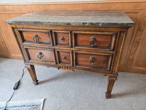 Ethan Allen Traditional Marble Top Two Drawer Accent Chest