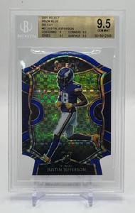Justin Jefferson RC BGS 9.5 2020 Select Blue Checkerboard Die-Cut Minnesota Vikings Graded Slab Rookie Football Card No. 61