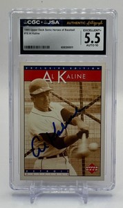 Al Kaline Authenticated Auto CGC Graded Slab 5.5 1995 Upper Deck Sonic Heroes of Baseball Baseball Card No. 16