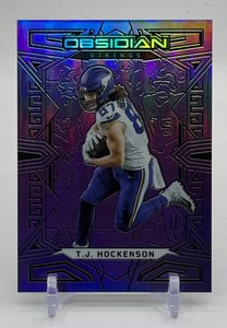TJ Hockenson 13 First Off The Line Purple 2023 Obsidian Minnesota Vikings Football Card No. 65