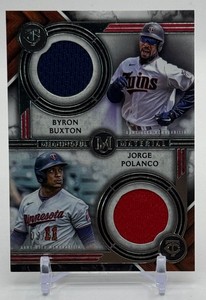 Byron Buxton  Jorge Polanco Dual Game-Used Relic 50 2022 Topps Museum Collection Minnesota Twins Baseball Card No. DMMR-BP