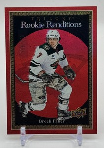 Brock Faber RC SP 799 2023 Upper Deck Trilogy Rookie Renditions Minnesota Wild Rookie Hockey Card No. RR-3
