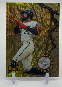Byron Buxton 50 Gold Wave Wrecking Crew 2026 Topps Chrome Minnesota Twins Baseball Card No. WC-11