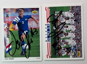 John Doyle 2-Card In-Person Auto Soccer Card Lot