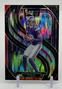 Justin Jefferson RedBlack Shock 2024 Select Minnesota Vikings Football Card No. 174