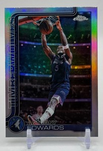 Anthony Edwards Refractor 2026 Topps Chrome Minnesota Timberwolves Basketball Card No. 17