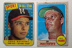 Eddie Mathews 2-Card Vintage Baseball Card Lot
