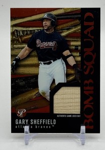 Gary Sheffield Game-Used Bat Relic 2003 Topps Pristine Bomb Squad Baseball Card No. PBS-GS