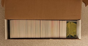 Box of 1990 Score & 1989 Topps Football Cards