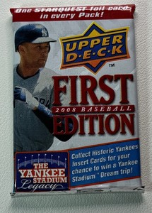 1 Pack of 2008 Upper Deck First Edition Baseball Cards