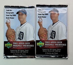 2 Packs of 2003 Upper Deck Prospect Premier Baseball Cards