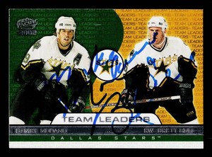 Mike Modano and Brett Hull Autograph 2002 Pacific Team Leaders #428 Hockey Card