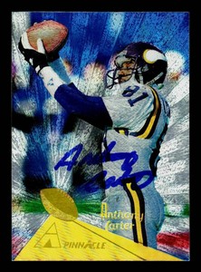 Anthony Carter Autograph 1994 Pinnacle Trophy Collection #124 Minnesota Vikings Football Card