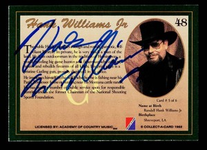 Hank Williams Jr. Autograph Trading Card